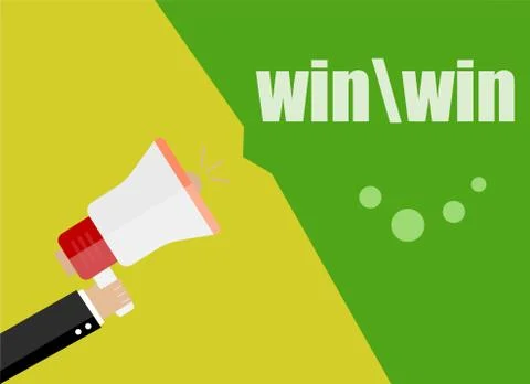 Win. Flat design business concept Digital marketing business man holding mega Stock Illustration