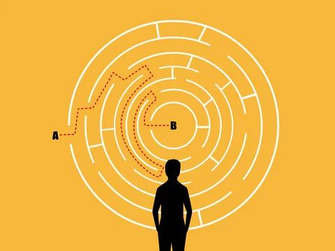 Win the game, Businessman solves the maze successfully 스톡 일러스트