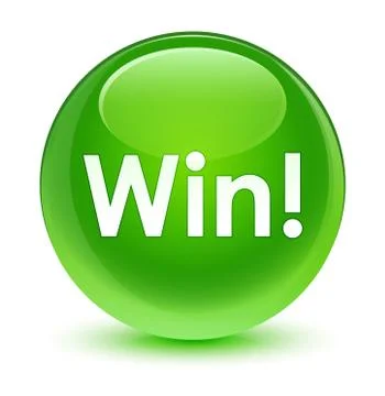 Win glassy green round button Illustrazione stock