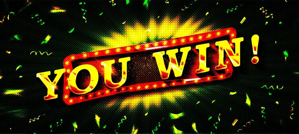 Win golden text with glitter, Stock Illustration