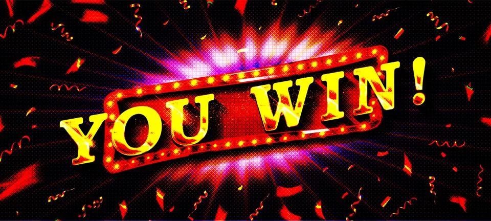 Win golden text with glitter, Stock Illustration