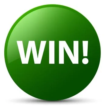 Win green round button Illustrazione stock