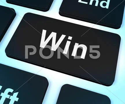 Win key representing triumph and success online Stock Illustration