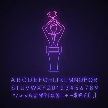 Win neon light icon Illustrazione stock