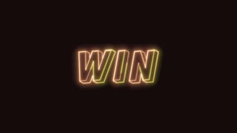 Win Neon Text Seamless Loop with Black Background 4K Video stock 311433587