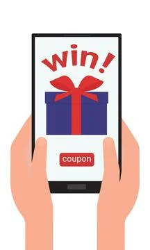 A win. Offer to receive a gift in the mobile application. Stock Illustration