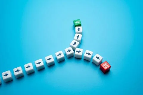 Win or Game Over depending on the chosen solution. Win or be defeated. Natu.. Stock Photos