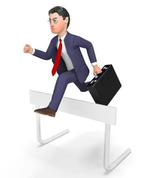 Win Overcome Indicates Chalenges Ahead And Barrier 3d Rendering 库存插图