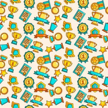 Win pattern seamless, cartoon style イラスト素材