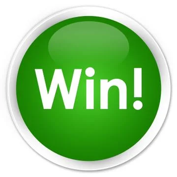 Win premium green round button Illustrazione stock