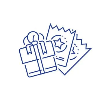 Win present, loyalty incentives, earn reward, redeem gift, perks concept, dis Illustrazione stock
