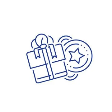 Win present, loyalty incentives, earn reward, redeem gift, perks concept, dis Stock Illustration