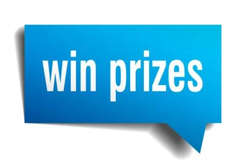 Win prizes blue 3d speech bubble Illustrazione stock