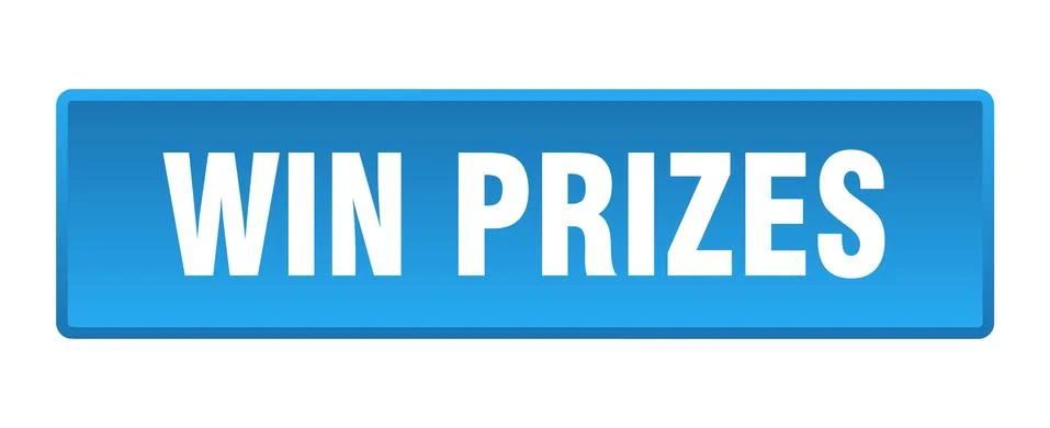 Win prizes button. win prizes square blue push button Stock Illustration