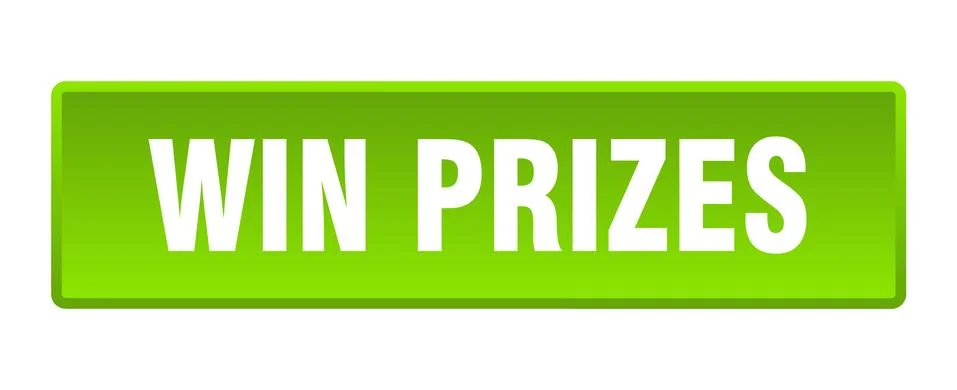 Win prizes button. win prizes square green push button Stock Illustration