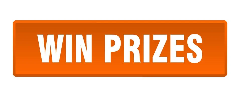 Win prizes button. win prizes square orange push button Stock Illustration