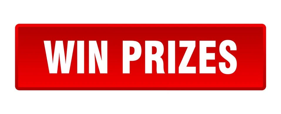 Win prizes button. win prizes square red push button Stock Illustration