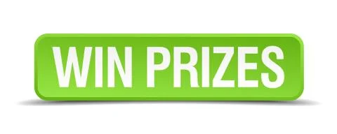 Win prizes green 3d realistic square isolated button 스톡 일러스트