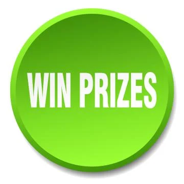 Win prizes green round flat isolated push button Stock Illustration