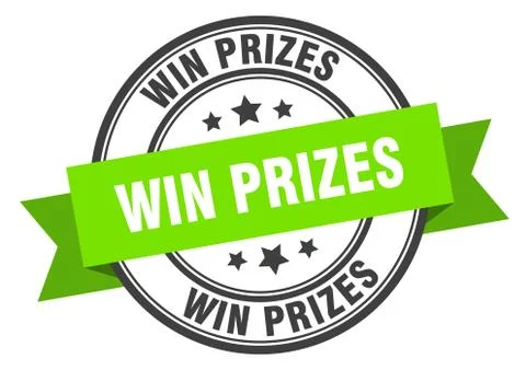 Win prizes label. win prizes green band sign. win prizes Illustrazione stock
