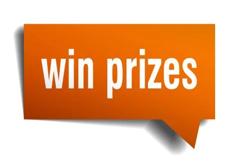 Win prizes orange 3d speech bubble Illustrazione stock