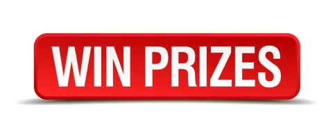 Win prizes red 3d square button isolated on white Illustrazione stock