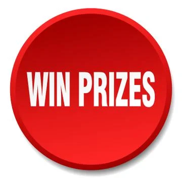 Win prizes red round flat isolated push button Stock Illustration