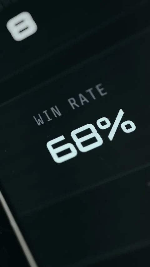 Win Rate of 68 percent displayed on screen 库存影片 332934033