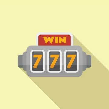 Win slot icon flat vector. Casino machine Stock Illustration