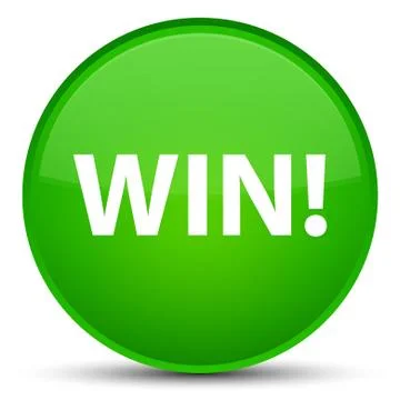 Win special green round button Illustrazione stock