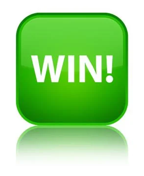 Win special green square button Illustrazione stock