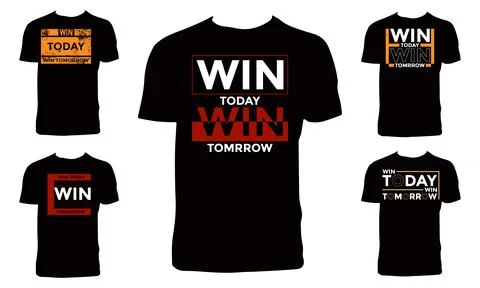 Win Today Win Tomorrow Typography  T Shirt Design Bundle. 스톡 일러스트