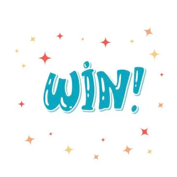 Win vector congratulation. banner template with lettering composition Greeting Stock Illustration