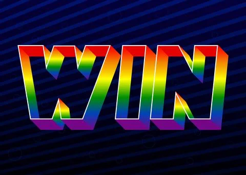 Win, Vector logo. Quotes and phrases for cards, banners, posters, pillow and  Stock Illustration