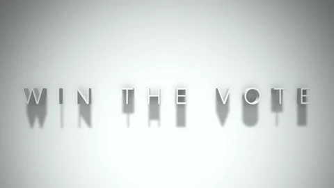 Win the vote 3D title animation white text on a white background Stock Footage 299381468