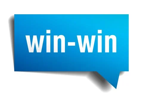 Win-win blue 3d realistic paper speech bubble isolated on white Stock Illustration