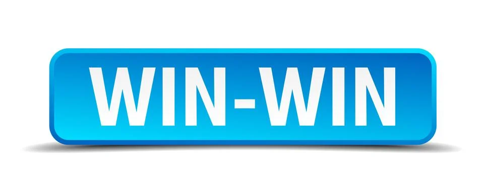 Win-win blue 3d realistic square isolated button Stock Illustration