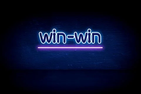 Win-win - blue neon announcement signboard Stock Illustration