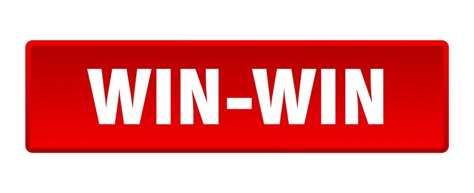 Win-win button. win-win square red push button Stock Illustration