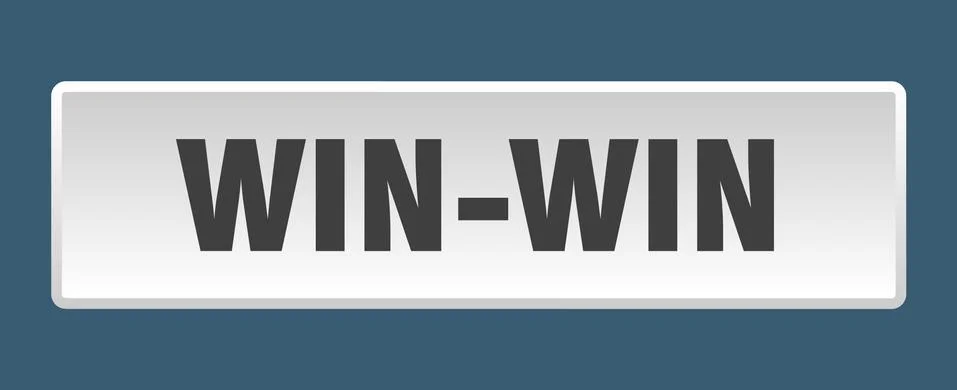 Win-win button. win-win square white push button Stockillustratie