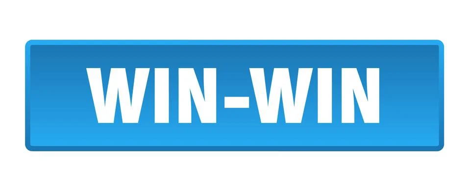 Win-win button. win-win square blue push button Stock Illustration