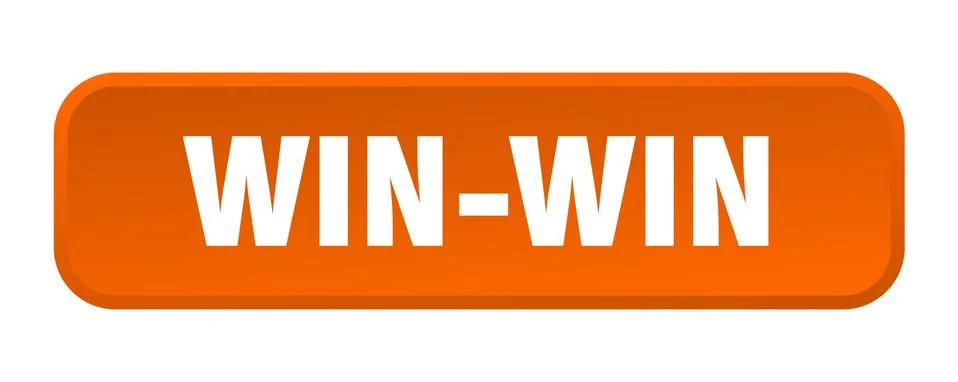 Win-win button. win-win square 3d push button Stock Illustration