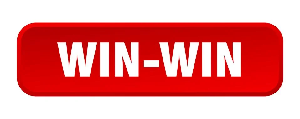 Win-win button. win-win square 3d push button Stock Illustration