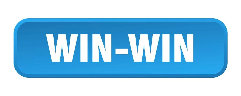 Win-win button. win-win square 3d push button Stock Illustration