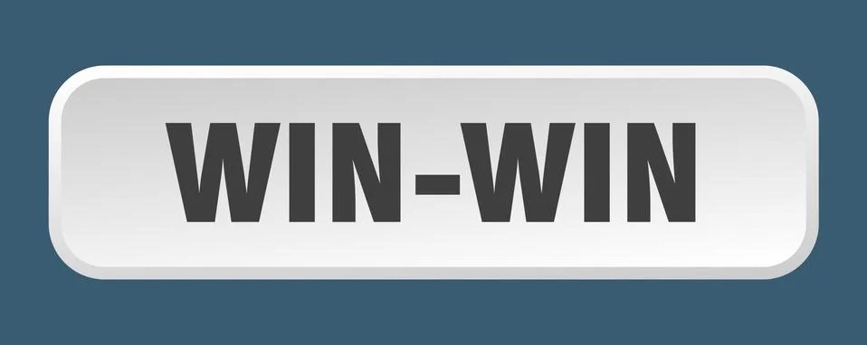 Win-win button. win-win square 3d push button Stock Illustration