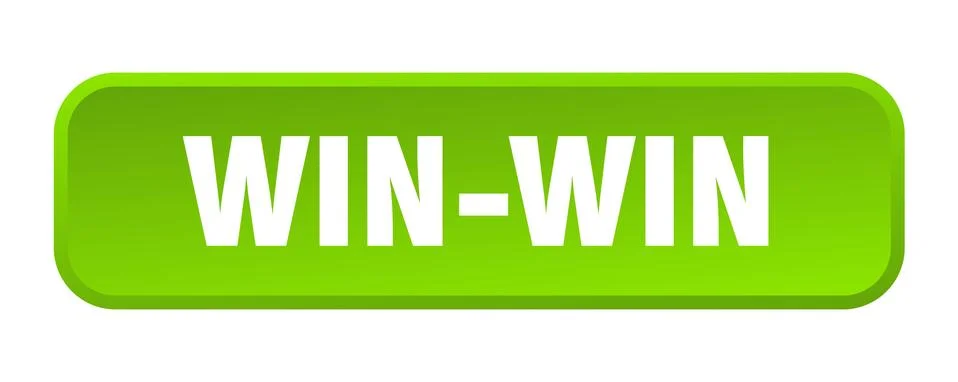 Win-win button. win-win square 3d push button Stock Illustration