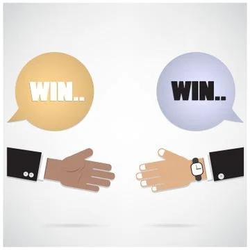 Win-win  concept ,businessman hands with speech bubble Stock Illustration