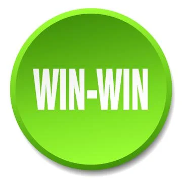 Win-win green round flat isolated push button Stock Illustration