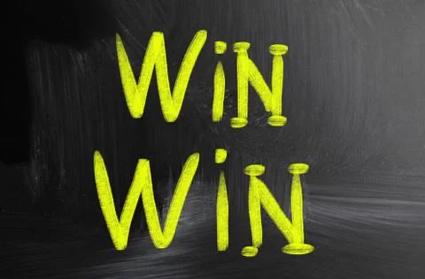 Win win handwritten with chalk on a blackboard Stockillustratie