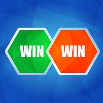Win win in hexagons, flat design Stock Illustration